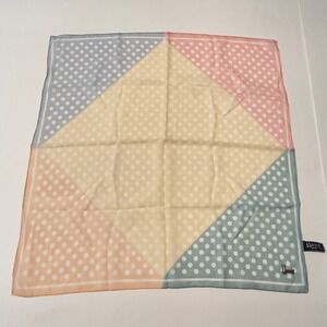 Honey Pastel Colorblock Polka Dot Square Scarf Made in Italy Blue Yellow Y2K Vtg
